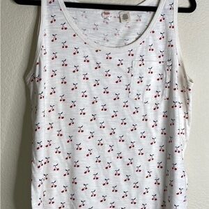 Levi's White Tank Top with Red Cherry Print